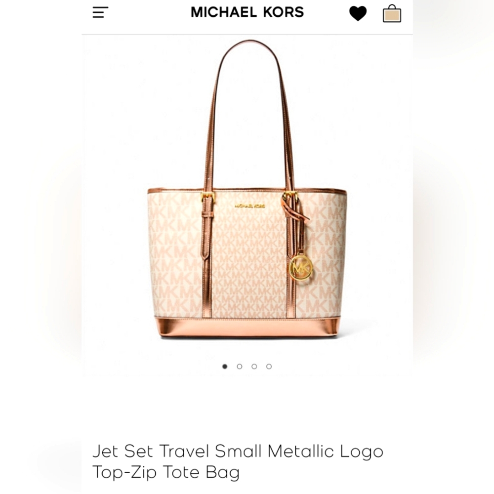 Michael Kors Jet Set Metallic logo zip top Tote